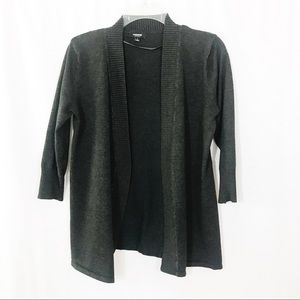 Charcoal Open-front Cardigan